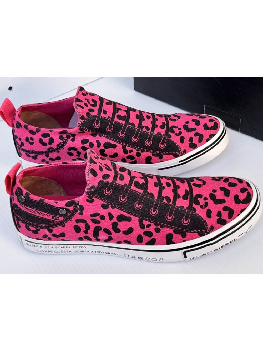 Diesel S-Imaginee Low Slip-On Pink Leopard Sneakers Sz 9.5 NWB
